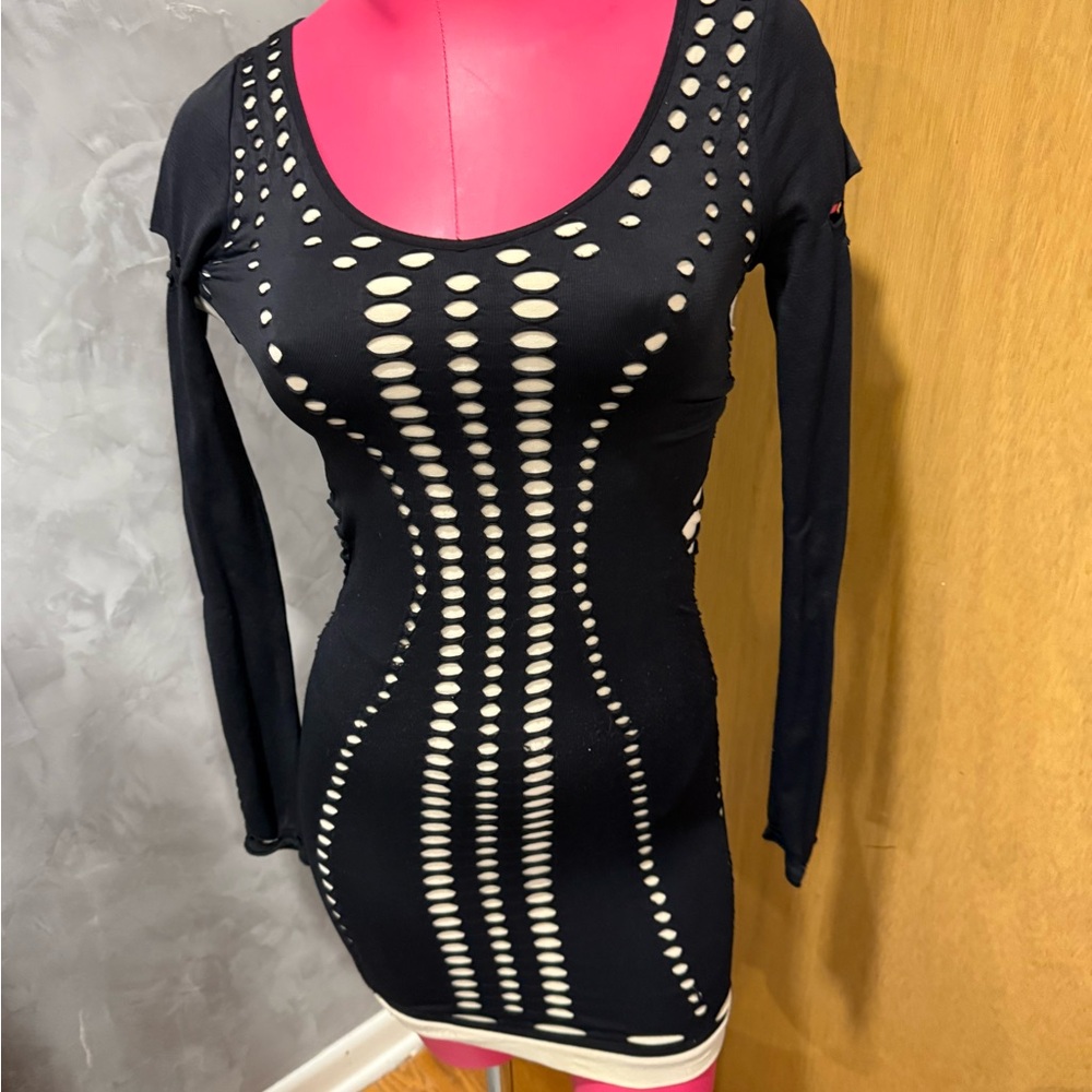 bebe Black and Cream Mini Dress